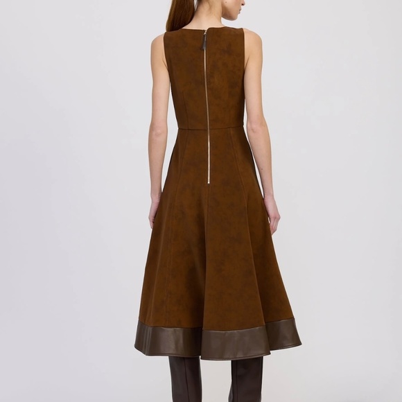 En Saison Eloise Brown faux suede and leather dress - Picture 2 of 8